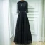 Classic Black Formal Dresses 2017 Lace Flower Sequins Pearl 3/4 Sleeve Ankle Length A-Line / Princess Evening Dresses