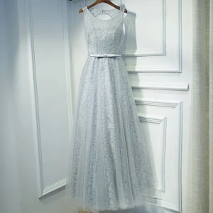 Simple Marron Robe Pour Mariage 2017 Dentelle Fleur Paillettes Sans Manches Longueur Cheville Empire Robe Demoiselle D 039 Honneur