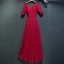 Chic / Belle Rouge Robe De Ceremonie 2017 En Dentelle Fleur Dos Nu 1/2 Manches V-Cou Longueur Cheville Empire Robe De Soirée