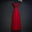 Chic / Beautiful Red Formal Dresses Evening Dresses  2017 Lace Flower Strappy Sequins Square Neckline Short Sleeve Empire