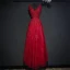 Chic / Beautiful Red Formal Dresses 2017 Lace Flower Sequins Pearl V-Neck Sleeveless Floor-Length / Long Empire Evening Dresses