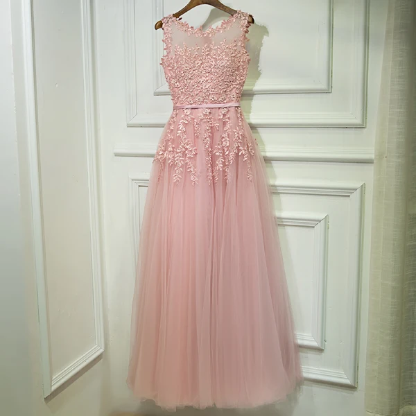 Fine Brudepikekjoler 2017 Prinsesse Blonder Blomst Perle Strappy Uten Ermer Ankel Lengde Kjoler Til Bryllup