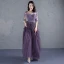 Élégant Grape Robe De Bal 2017 Encolure Dégagée 1/2 Manches Appliques En Dentelle Ceinture Volants Tulle Longue Robe De Ceremonie