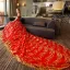 Luxe Rouge Robe De Mariée Princesse 2018 En Dentelle Paillettes De l'épaule Sans Manches Dos Nu Royal Train Mariage