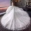 Luxury / Gorgeous Ivory Wedding Dresses 2018 Ball Gown Appliques Lace Flower Sequins V-Neck Backless Short Sleeve Royal Train Wedding