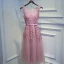 Modest / Simple Candy Pink Bridesmaid Dresses 2017 A-Line / Princess Lace Flower Beading Scoop Neck Sleeveless Short Wedding Party Dresses