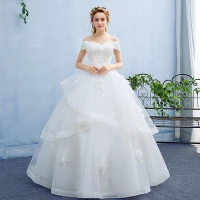 Elegantes Vestidos De Novia 2017 Ball Gown Flor De Encaje Sin Espalda Lentejuelas Fuera Del Hombro Manga Corta Largos