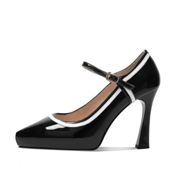 Simple Noire Promo Cuir Escarpins 2021 11 Cm Talons Aiguilles À Bout Pointu Escarpins Talons Hauts
