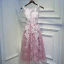Lovely Candy Pink Graduation Dresses 2017 Lace Flower Backless Scoop Neck Sleeveless Short A-Line / Princess Formal Dresses
