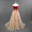 Chic / Belle Champagne Robe De Bal 2018 Princesse En Dentelle Fleur Noeud Bustier Dos Nu Sans Manches Train De Balayage Robe De Ceremonie