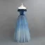 Modern / Fashion Navy Blue Evening Dresses  2018 A-Line / Princess Star Suede Bow Scoop Neck Short Sleeve Floor-Length / Long Formal Dresses