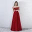 Chic / Beautiful Burgundy Prom Dresses 2018 A-Line / Princess Beading Crystal Lace Flower Off-The-Shoulder Backless Sleeveless Floor-Length / Long Formal Dresses