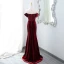 Sexy Burgundy Sequins Velvet Evening Dresses 2024 Trumpet / Mermaid Off-The-Shoulder Sleeveless Backless Sweep Train Evening Party Formal Dresses