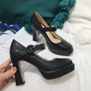 Schlicht Schwarz Strassenmode Pumps 2021 Leder 10 Cm Stilettos Quadratische Zehe Pumps Hochhackige