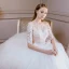 Elegant Champagne Wedding Dresses 2018 Ball Gown Lace Flower Pearl Scoop Neck Backless 1/2 Sleeves Cathedral Train Wedding