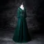Vintage / Retro Dark Green Beading Sequins Prom Dresses 2025 A-Line / Princess V-Neck 3/4 Sleeve Backless Floor-Length / Long Prom Formal Dresses