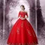 Amazing / Unique Formal Dresses 2017 Ball Gown Lace Flower Backless Off-The-Shoulder 1/2 Sleeves Floor-Length / Long Prom Dresses