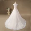Elegant Handmade  Champagne Wedding Dresses 2017 A-Line / Princess Scoop Neck Sleeveless Appliques Flower Lace Backless Beading Rhinestone Court Train