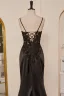 Sexy Black Satin Lace Split Front Prom Dresses 2024 Crossed Straps Sleeveless Spaghetti Straps Trumpet / Mermaid Floor-Length / Long Formal Dresses