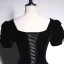 Elegant Black Solid Color Velvet Prom Dresses 2023 A-Line / Princess Square Neckline Short Sleeve Backless Floor-Length / Long Prom Formal Dresses