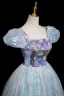 Sexy Bleu Ciel Paillettes Courte Robe De Fête 2025 Robe Boule Encolure Carrée Gonflée Manches Courtes Dos Nu Soirée Robe De Ceremonie