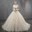 Luxe Champagne Robe De Mariée 2018 Robe Boule En Dentelle Fleur De l'épaule Dos Nu Sans Manches Royal Train Mariage