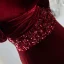 Sexy Burgundy Sequins Velvet Evening Dresses 2024 Trumpet / Mermaid Off-The-Shoulder Sleeveless Backless Sweep Train Evening Party Formal Dresses