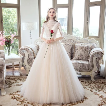 Luxe Champagne Robe De Mariée 2018 Princesse Transparentes Perlage Cristal Faux Diamant En Dentelle Fleur Noeud Encolure Dégagée Dos Nu 1 2 Manches Train De Balayage Mariage