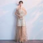 Sexy Champagne Evening Dresses  2018 A-Line / Princess Glitter Sequins Scoop Neck Strapless Sleeveless Floor-Length / Long Formal Dresses