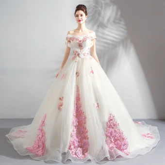 Chic Beautiful White Wedding Dresses 2018 Ball Gown Appliques Lace Embroidered Pearl Off The Shoulder Backless Sleeveless Chapel Train Wedding