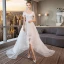 Moderne / Mode Haute Basse Blanche Robe De Mariée 2018 Princesse Appliques En Dentelle De l'épaule Dos Nu Sans Manches Tribunal Train Mariage