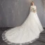 Charming White Wedding Dresses 2018 Ball Gown Lace Appliques Beading Crystal Pearl High Neck Sleeveless Backless Watteau Train Wedding