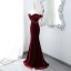 Sexy Burgundy Sequins Velvet Evening Dresses 2024 Trumpet / Mermaid Off-The-Shoulder Sleeveless Backless Sweep Train Evening Party Formal Dresses