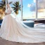 Luxury / Gorgeous Champagne Wedding Dresses 2018 Ball Gown Appliques Lace Beading Tassel Crystal Pearl Rhinestone Sequins Off-The-Shoulder Backless Sleeveless Royal Train Wedding