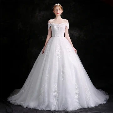 Chic Belle Blanche Robe De Mariée 2018 Robe Boule En Dentelle Fleur Faux Diamant Organza De L Épaule Dos Nu Sans Manches Cathedral Train Mariage