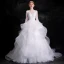 Elegante Weiß Brautkleider 2018 Ballkleid Applikationen Mit Spitze Fallende Rüsche Rundhalsausschnitt Rückenfreies 3/4 Ärmel Kapelle-Schleppe Hochzeit
