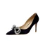 Charmant Schwarz Abend Pumps 2021 Leder Strass Schleife 8 cm Stilettos Spitzschuh Pumps Hochhackige