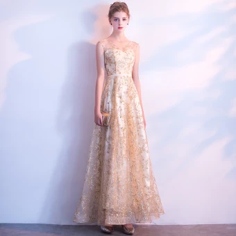 Scintillantes Champagne Robe De Soirée 2018 Princesse Ceinture Glitter Paillettes V Cou Dos Nu Sans Manches Longueur Cheville Robe De Ceremonie
