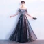 Chic / Beautiful Black Evening Dresses  2018 A-Line / Princess Appliques Lace Flower Crystal Sequins Off-The-Shoulder Sleeveless Backless Floor-Length / Long Formal Dresses