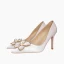 Elegante Ivory / Creme Abend Seide Satin Pumps 2021 Perle 8 cm Stilettos Spitzschuh Pumps Hochhackige