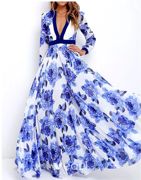 DRESSTELLS Bruidsmeisjesjurk, formele lange maxi-jurk met mouwen en V-rug DRESSTELLS Bruidsmeisjesjurk, formele lange maxi-jurk met mouwen en V-rug