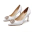 Elegant Ivory Silk Satin Rhinestone Wedding Shoes 2021 8 cm Stiletto Heels Pointed Toe Wedding Pumps High Heels