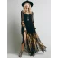 Bohemia Black Summer Casual Maxi Dresses 2018 A-Line / Princess Printing V-Neck Long Sleeve Ankle Length Womens Clothing