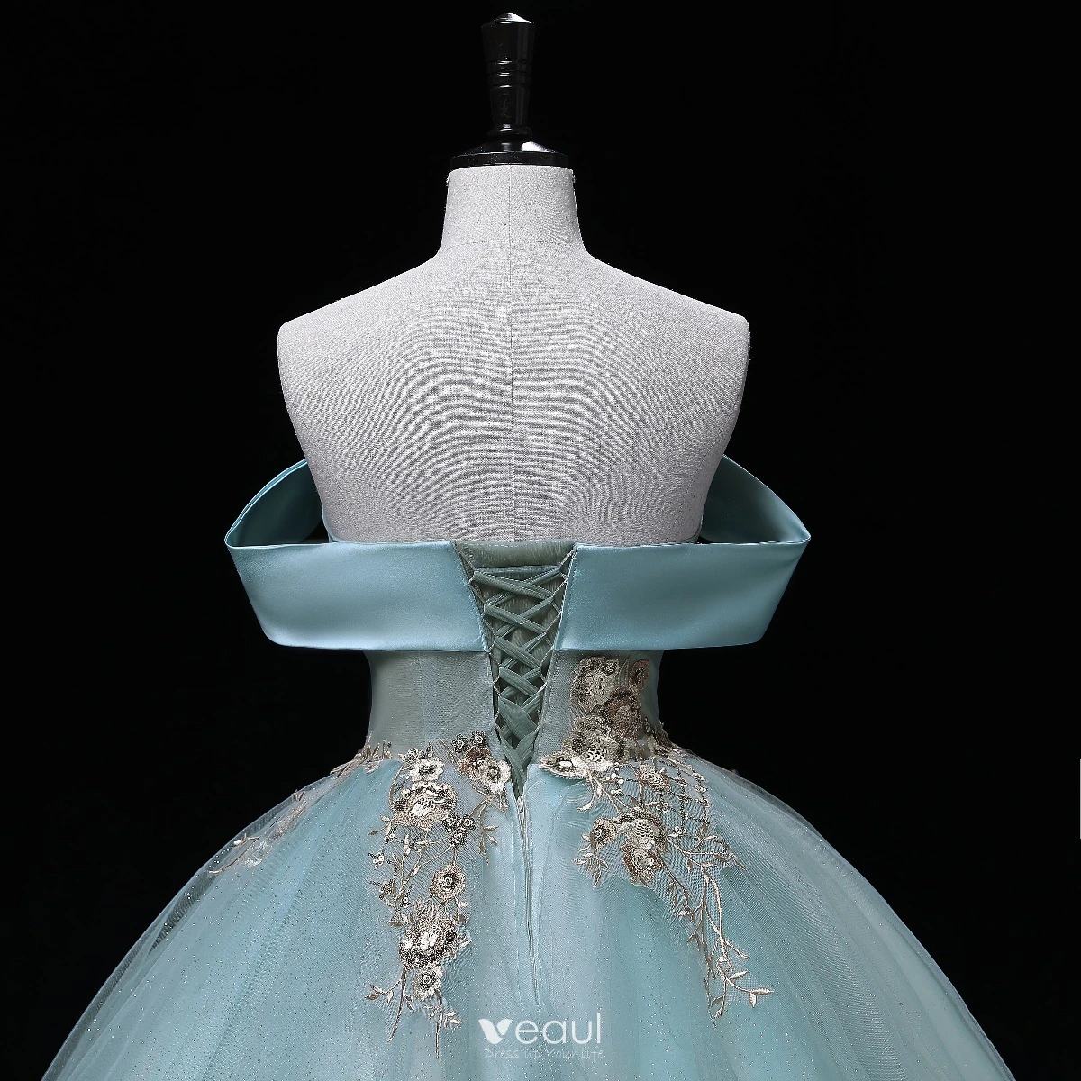 Off the Shoulder Mint Green Butterfly Ball Gown, Newest Long Prom Dresses, Shiny Prom Dresses Off the Shoulder Mint Green Butterfly Ball Gown, Newest Long Prom Dresses, Shiny Prom Dresses