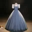 Bling Bling Sky Blue Beading Star Sequins Prom Dresses 2023 Ball Gown High Neck Short Sleeve Backless Floor-Length / Long Prom Formal Dresses