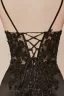 Sexy Black Satin Lace Split Front Prom Dresses 2024 Crossed Straps Sleeveless Spaghetti Straps Trumpet / Mermaid Floor-Length / Long Formal Dresses