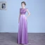 Chic / Belle Lilas Robe De Soirée 2018 Princesse En Dentelle Fleur Ceinture Encolure Dégagée Dos Nu Sans Manches Longue Robe De Ceremonie