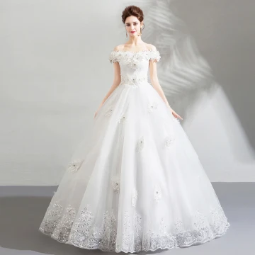Amazing Unique White Wedding Dresses 2018 Ball Gown Lace Appliques Rhinestone Off The Shoulder Backless Short Sleeve Floor Length Long Wedding