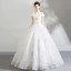 Amazing / Unique White Wedding Dresses 2018 Ball Gown Lace Appliques Rhinestone Off-The-Shoulder Backless Short Sleeve Floor-Length / Long Wedding