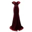 Sexy Burgundy Sequins Velvet Evening Dresses 2024 Trumpet / Mermaid Off-The-Shoulder Sleeveless Backless Sweep Train Evening Party Formal Dresses
